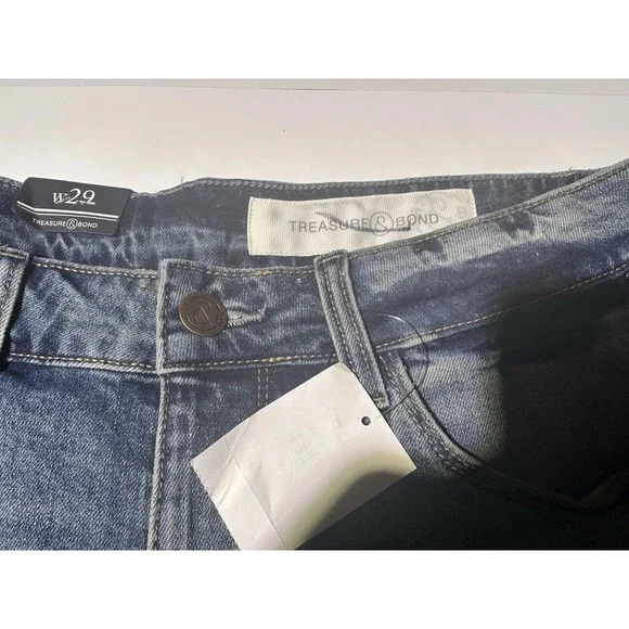 Treasure & Bond foster Boyfriend Denim Shorts Button Up Destroyed Frayed Hem 29 - Picture 5 of 5